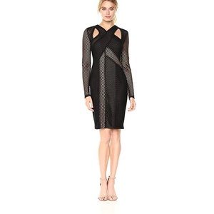 BCBG Fish Net Long Sleeve Dress